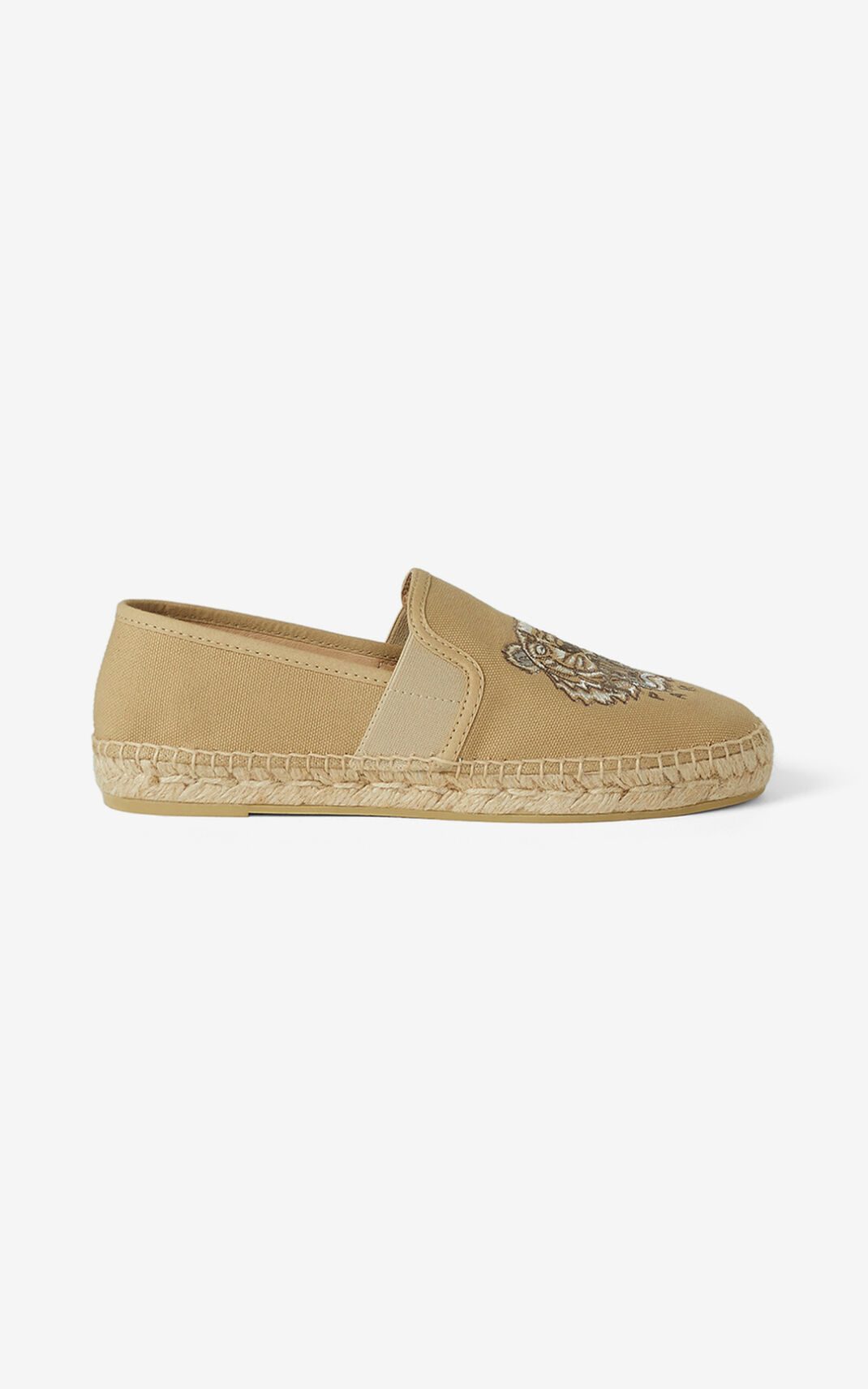 Espadrille Kenzo Tiger elasticated Toile Femme Beige | FBZM-96807